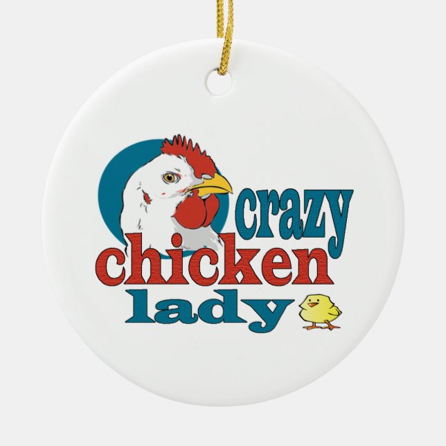 Cartoon-verrückte Huhn-Dame Keramik Ornament (Vorne)