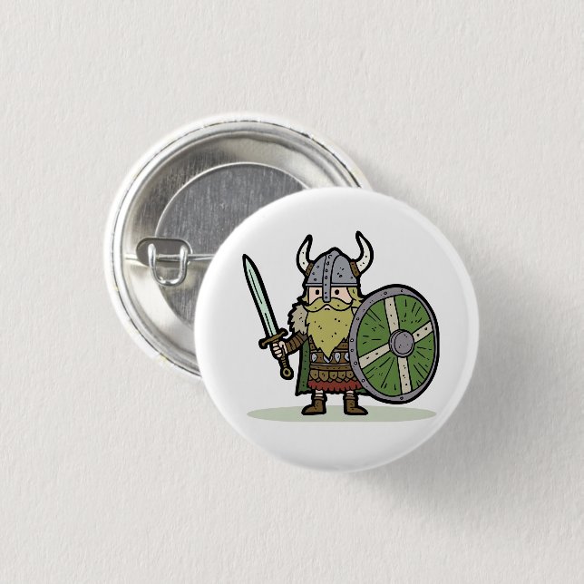 Cartoon Viking Botton Button (Vorne & Hinten)