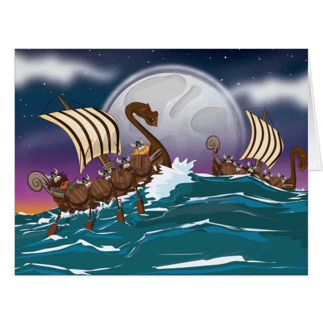 Cartoon Viking Invasionsflotte (Vorderseite (Horizontal))