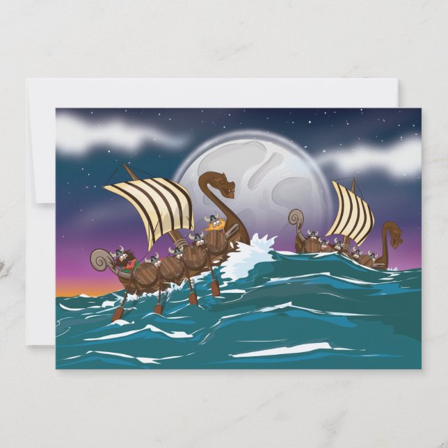 Cartoon Viking Invasionsflotte (Vorderseite)