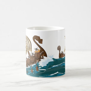 Cartoon Viking Invasionsflotte Kaffeetasse