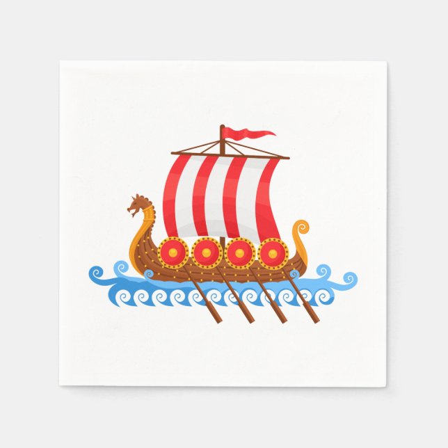 Cartoon Viking Ship Serviette (Vorderseite)