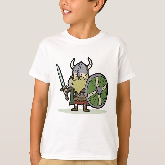 Cartoon Viking Zeichnend Shirt für Kinder (Vorderseite)