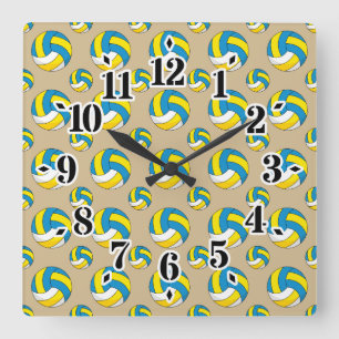 Cartoon Volleyball Ball Quadratische Wanduhr