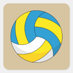 Cartoon Volleyball Ball Quadratischer Aufkleber