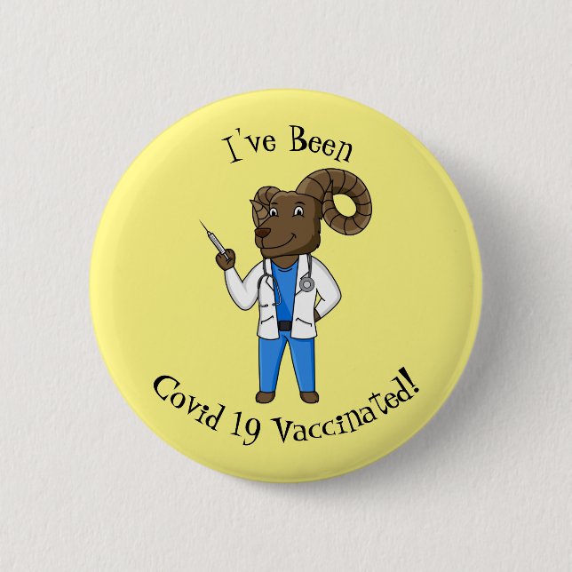 Cartoon von Bighorn-Schafen Button (Vorderseite)