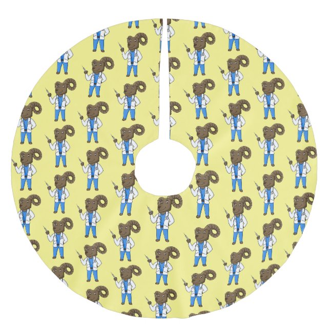 Cartoon von Bighorn-Schafen Polyester Weihnachtsbaumdecke (Vorderseite)