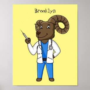 Cartoon von Bighorn-Schafen Poster