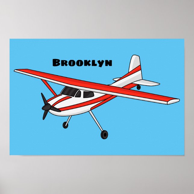 Cartoon von dreirädrigen Flugzeugen Poster (Vorne)