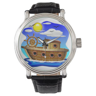 Cartoon von Fischereifahrzeugen Armbanduhr