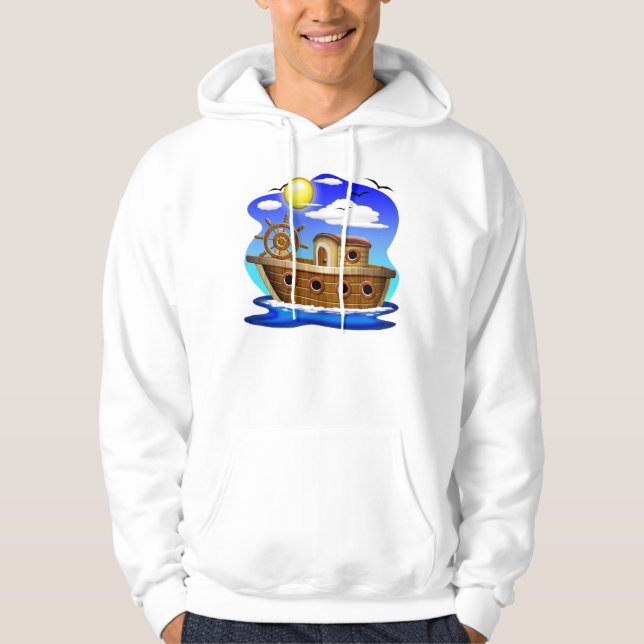 Cartoon von Fischereifahrzeugen Hoodie (Vorderseite)