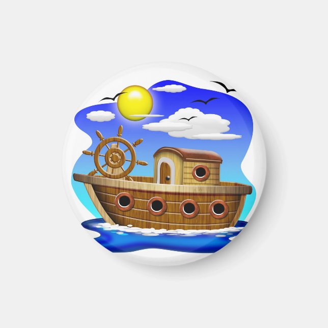 Cartoon von Fischereifahrzeugen Magnet (Vorne)