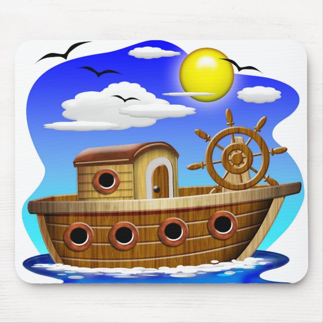 Cartoon von Fischereifahrzeugen Mousepad (Vorne)