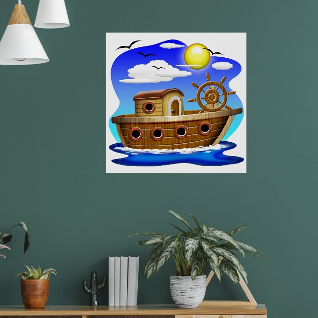 Cartoon von Fischereifahrzeugen Poster (Wohnzimmer 1)