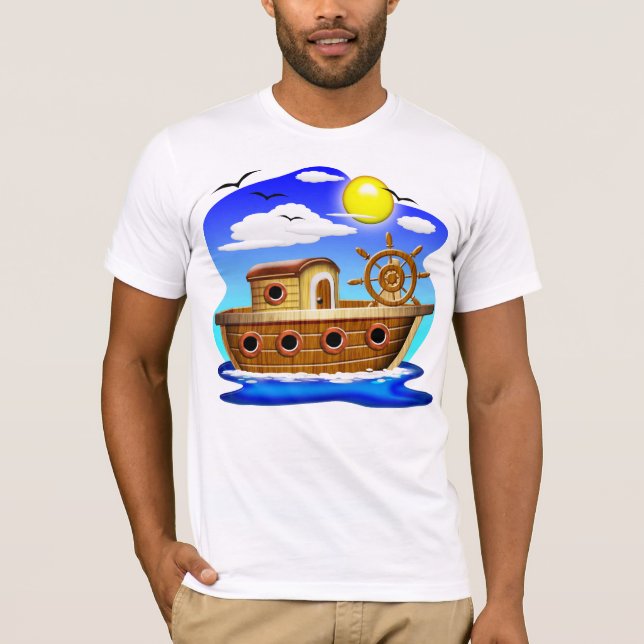 Cartoon von Fischereifahrzeugen T-Shirt (Vorderseite)