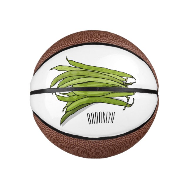Cartoon von grünen Bohnen Mini Basketball (Vorderseite)