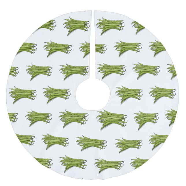 Cartoon von grünen Bohnen Polyester Weihnachtsbaumdecke (Vorderseite)