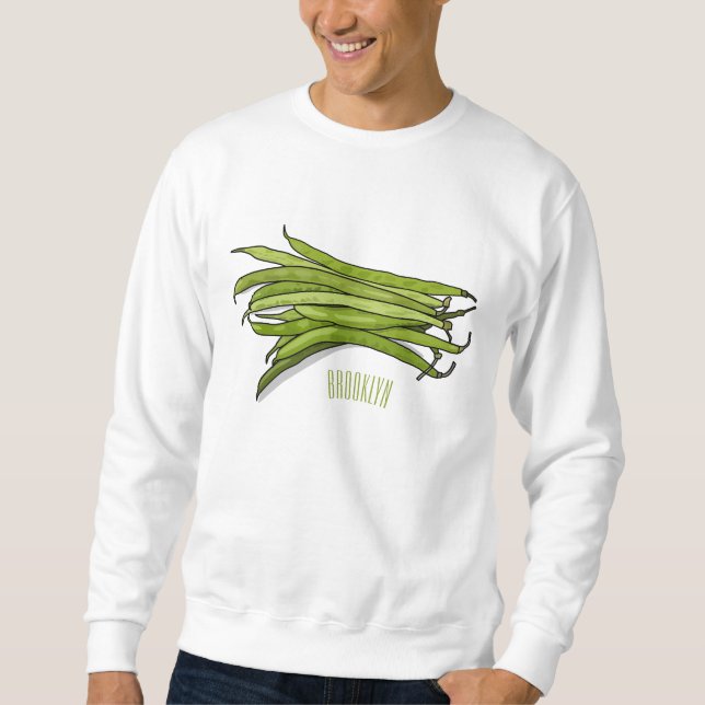 Cartoon von grünen Bohnen Sweatshirt (Vorderseite)