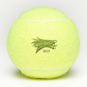 Cartoon von grünen Bohnen Tennisbälle