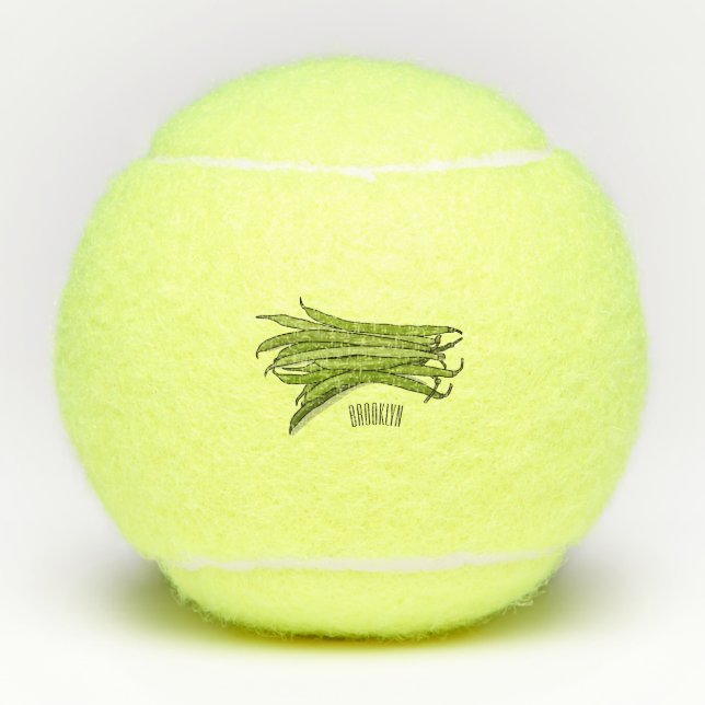 Cartoon von grünen Bohnen Tennisbälle (Vorderseite)