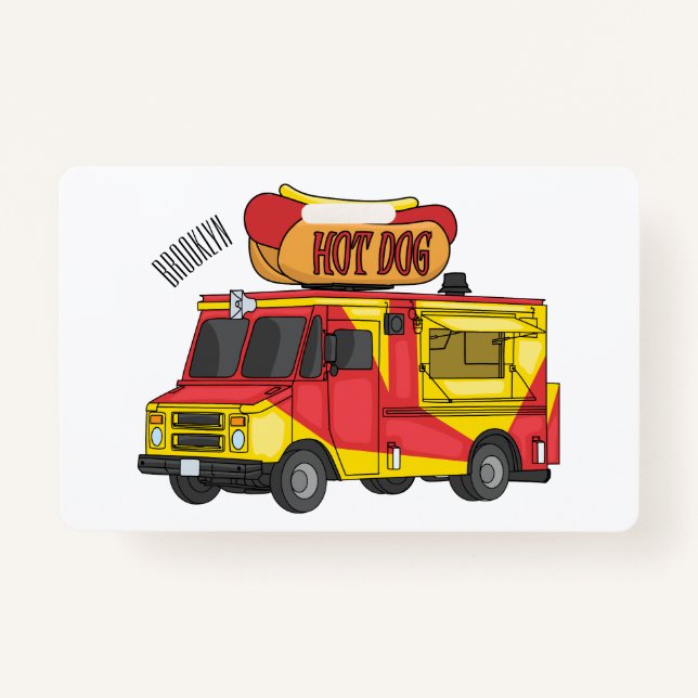 Cartoon von Hot Dog Futter LKW Ausweis (Vorderseite)