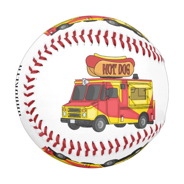 Cartoon von Hot Dog Futter LKW Baseball (Vorderseite Links)