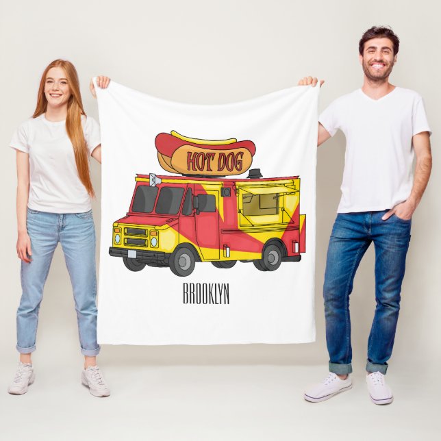 Cartoon von Hot Dog Futter LKW Fleecedecke (Beispiel)