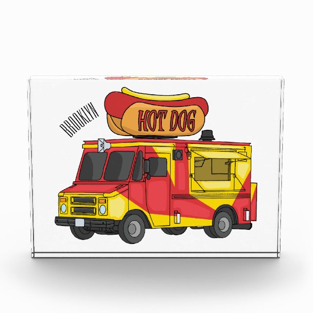 Cartoon von Hot Dog Futter LKW Fotoblock (Vorderseite)