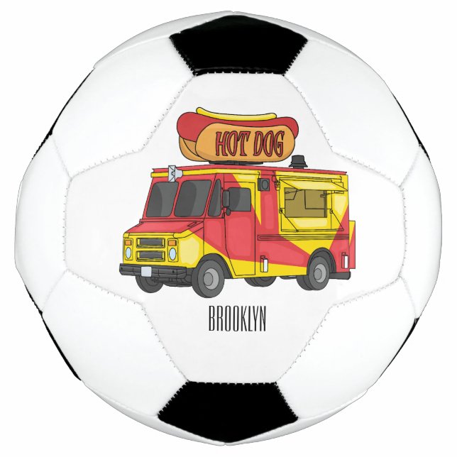 Cartoon von Hot Dog Futter LKW Fußball (Vorderseite)