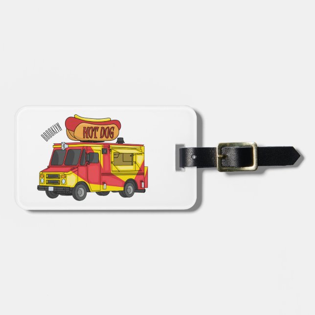 Cartoon von Hot Dog Futter LKW Gepäckanhänger (Vorderseite horizontal)