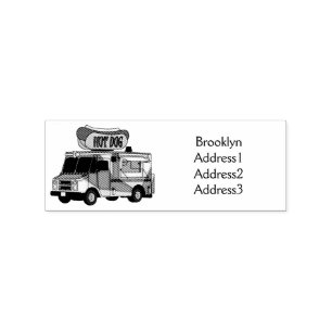 Cartoon von Hot Dog Futter LKW Gummistempel