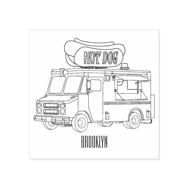 Cartoon von Hot Dog Futter LKW Gummistempel (Prägung)