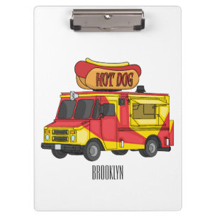 Cartoon von Hot Dog Futter LKW Klemmbrett