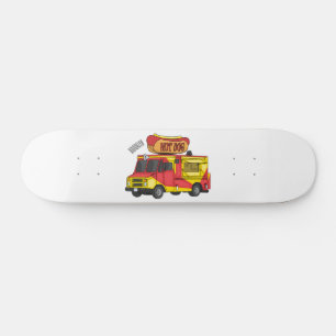 Cartoon von Hot Dog Futter LKW Skateboard