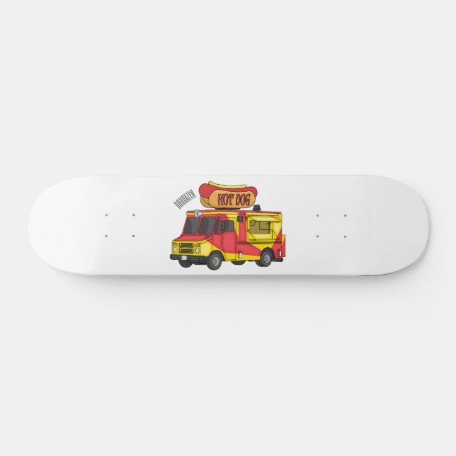 Cartoon von Hot Dog Futter LKW Skateboard (Horizontal)