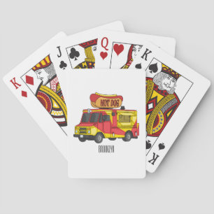 Cartoon von Hot Dog Futter LKW Spielkarten