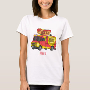 Cartoon von Hot Dog Futter LKW T-Shirt