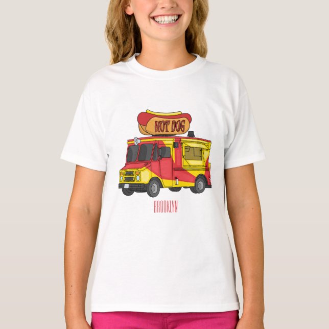 Cartoon von Hot Dog Futter LKW T-Shirt (Vorderseite)