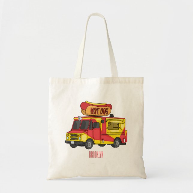 Cartoon von Hot Dog Futter LKW Tragetasche (Vorne)