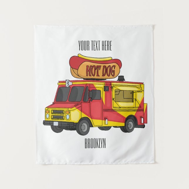 Cartoon von Hot Dog Futter LKW Wandteppich (Vorderseite)
