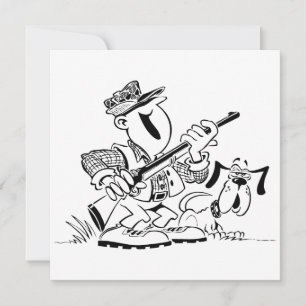 Cartoon von Jägern und Hunden Einladung