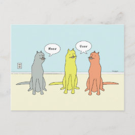 Cartoon von Katzen mit "Meow" und "Usow" von lusti Postkarte