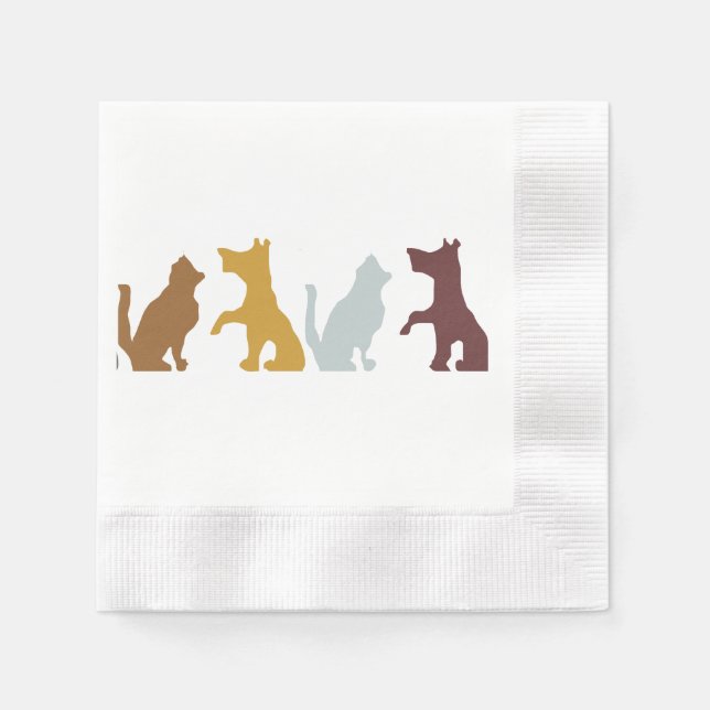 Cartoon von Katzen und Hunden Serviette (Vorderseite)