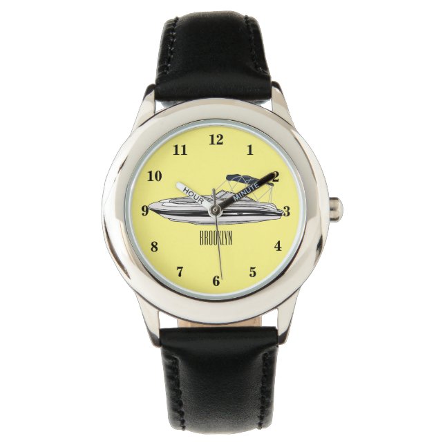 Cartoon von Motorbooten Armbanduhr (Vorderseite)