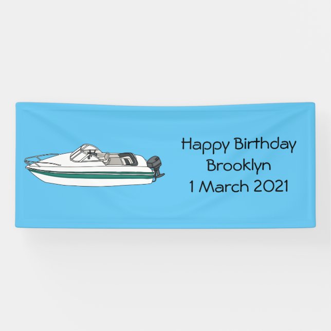 Cartoon von Motorbooten Banner (Horizontal)