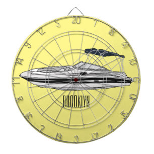 Cartoon von Motorbooten Dartscheibe