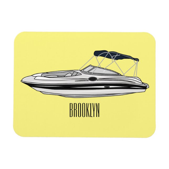 Cartoon von Motorbooten Magnet (Horizontal)