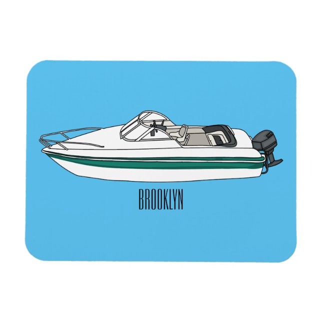 Cartoon von Motorbooten Magnet (Horizontal)