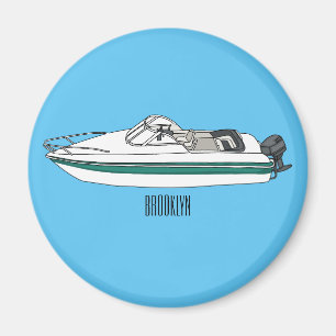 Cartoon von Motorbooten Magnet