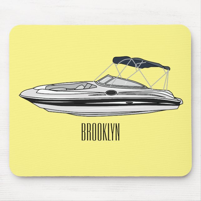 Cartoon von Motorbooten Mousepad (Vorne)